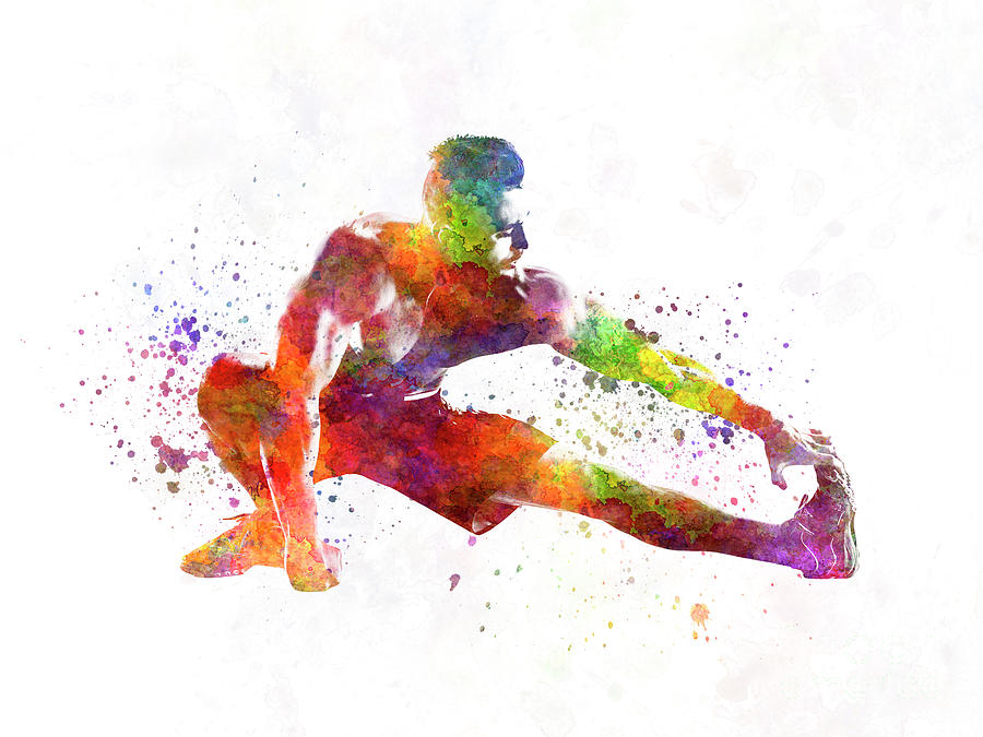 Male gymnastics exercise in watercolor Painting by Pablo Romero | Pixels