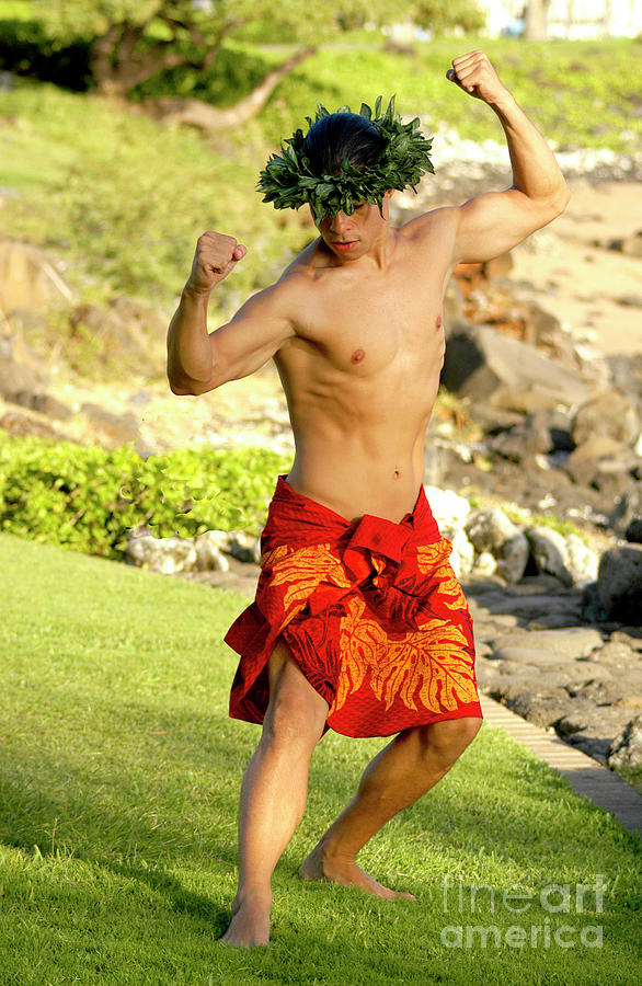 Male Hawaiian Hula Dancer in a very masculine pose Photograph by Gunther Allen
