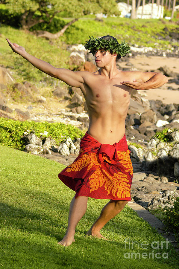 Male hula dancer masculine moves to Hawaiian Music Photograph by Gunther Allen