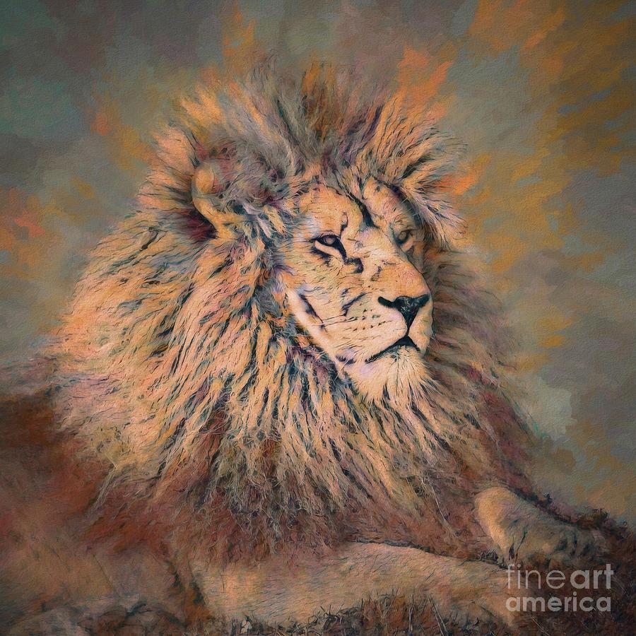 Male Lion Abstract Portrait Artwork - 3 Digital Art by Philip Preston ...