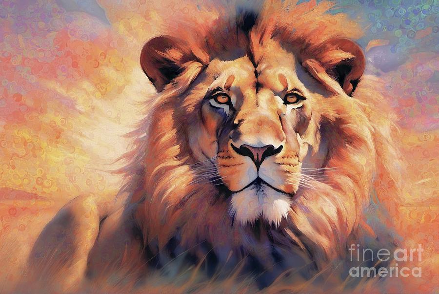 Male Lion Portrait - 01950 Digital Art by Philip Preston