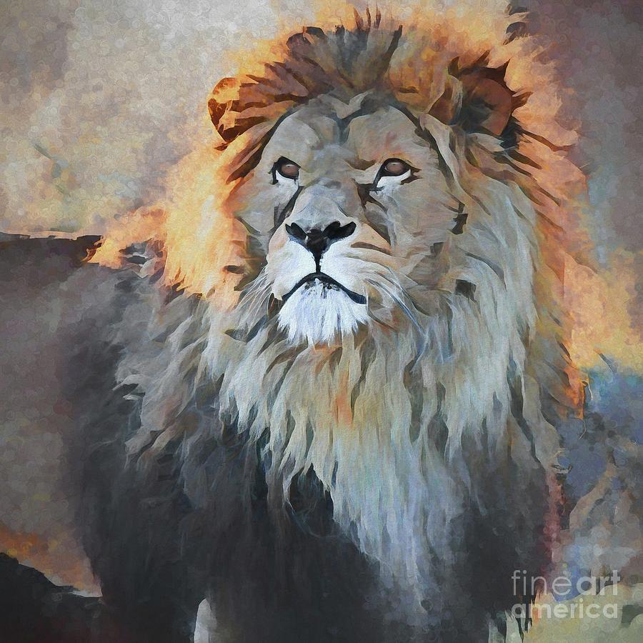 Male Lion Portrait Animal Artwork 2 Digital Art by Philip Preston