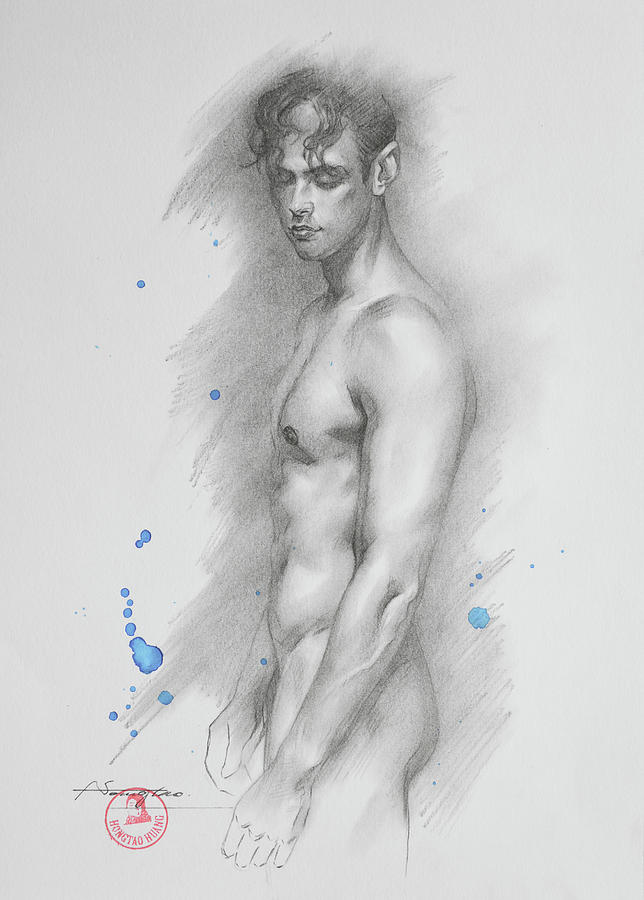Male Model#221025 Drawing by Hongtao Huang