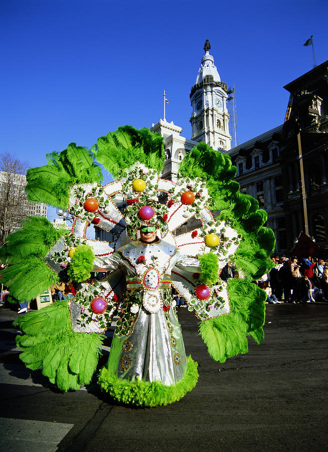 Male mummer in  Holiday Trinidad  costume in Mummers parade Photograph by Jerry Driendl