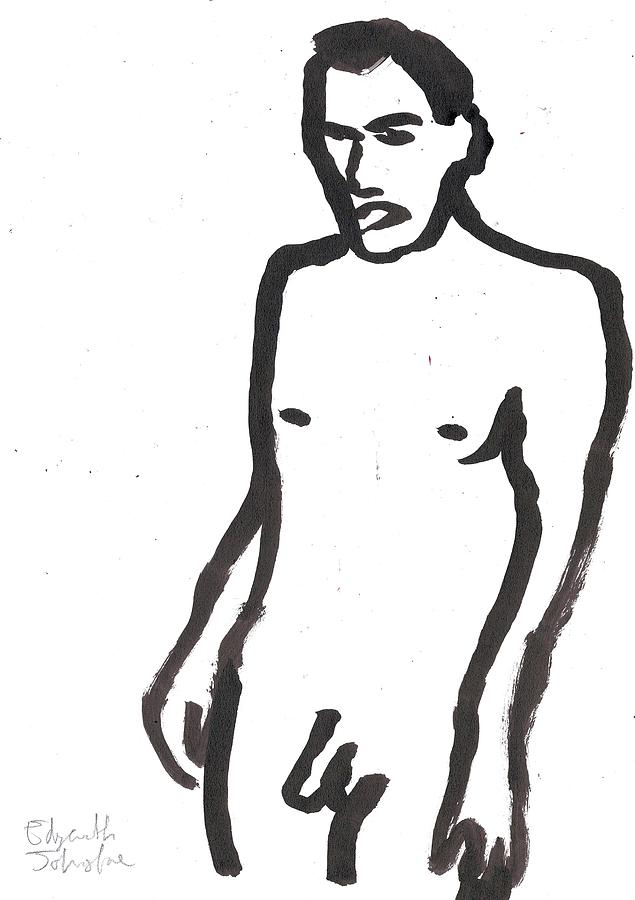 Male Nude in Black Ink 6 Painting by Edgeworth Johnstone