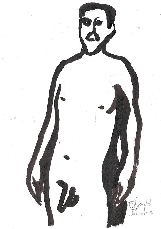 Male Nude in Black Ink 7 Drawing by Edgeworth Johnstone