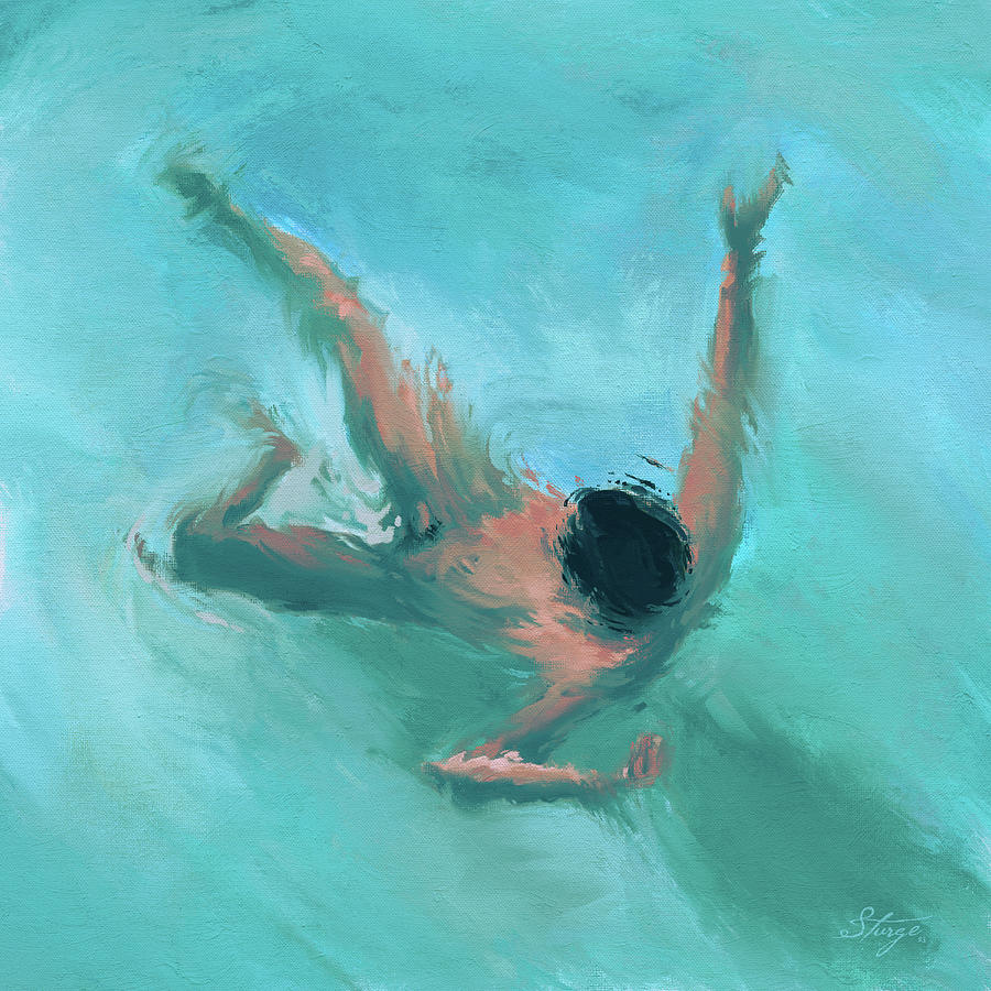 Male Nude in Pool Digital Art by Simon Sturge