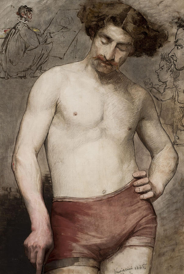 Male Semi-Nude - Study Painting by Anna Bilinska