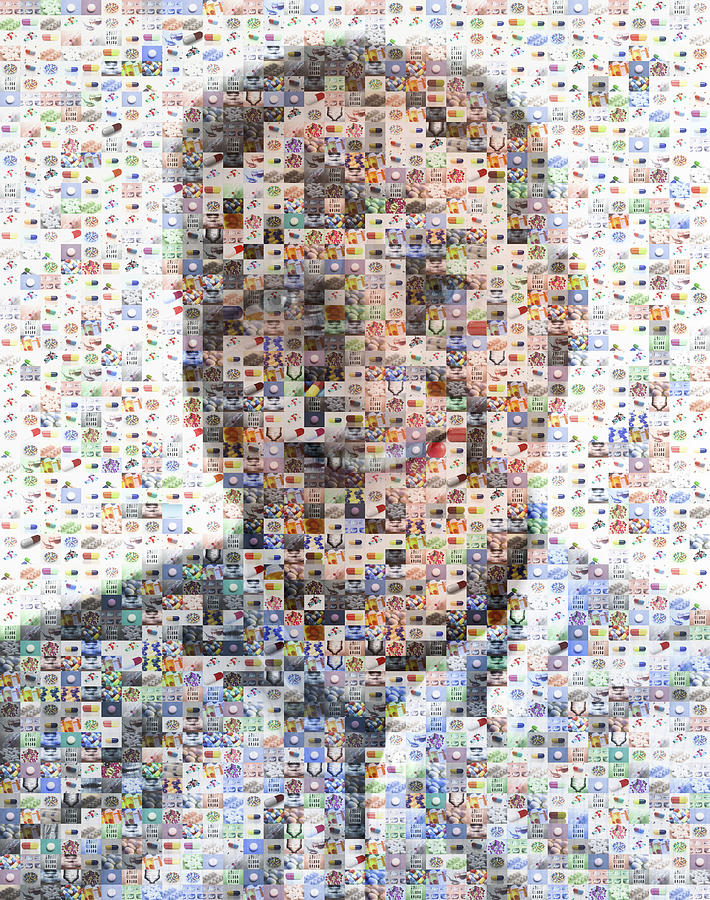 Male senior made out of pill imagery Photograph by Thomas Northcut