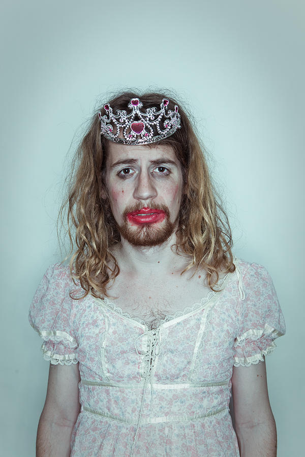 Male Sulking Prom queen in drag tiara on head lipstick Photograph by Sjharmon