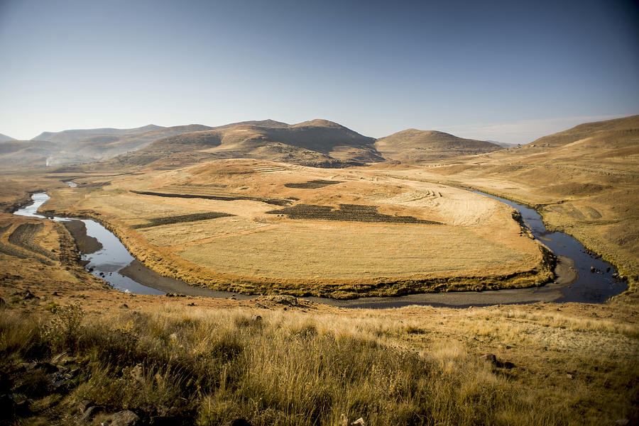 Maletsunyane River forming horseshoe, Highlands, Lesotho Photograph by Jacques Marais