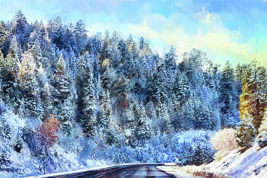 Malheur National Forest at Wintertime Mixed Media by Tatiana Travelways