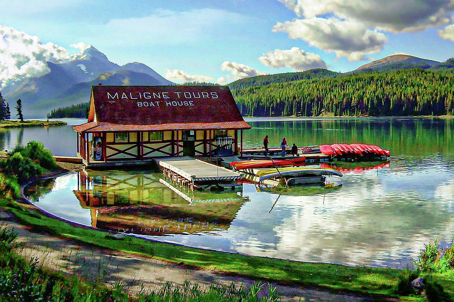 Maligne Lake Boat House Photograph by Jerry Cowart