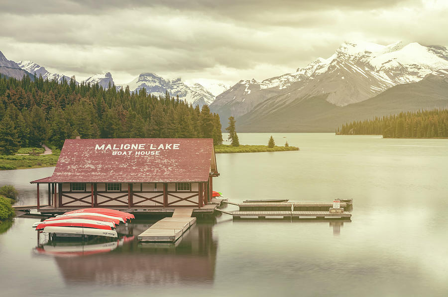 Maligne Lake Boathouse Photograph by Jonathan Nguyen