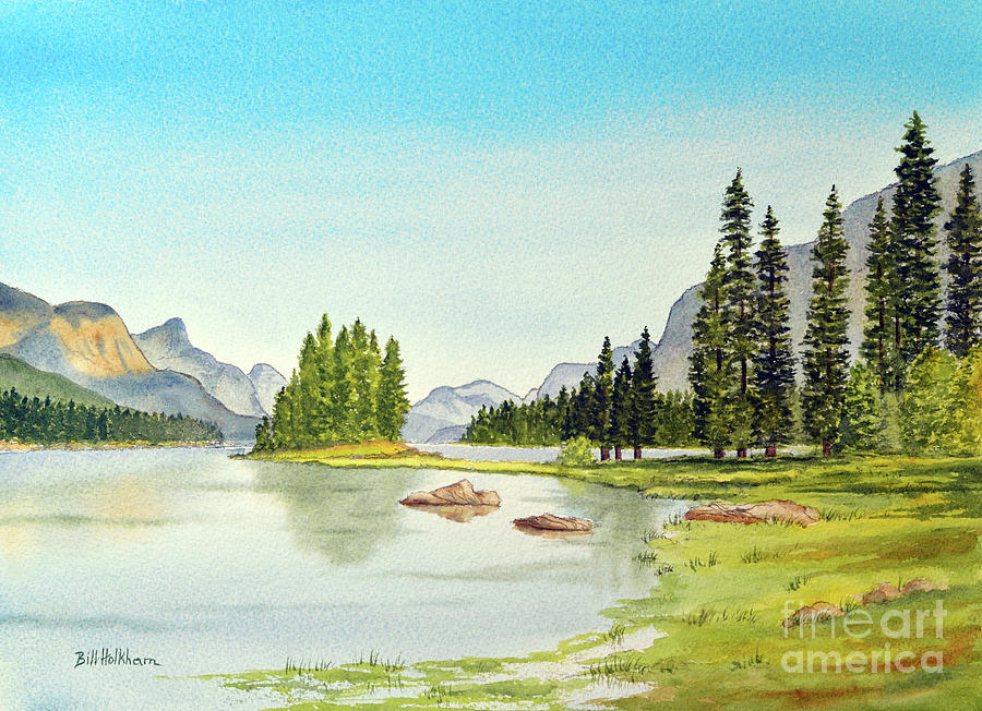 Jasper National Park Painting - Maligne Lake Jasper National Park Canada by Bill Holkham
