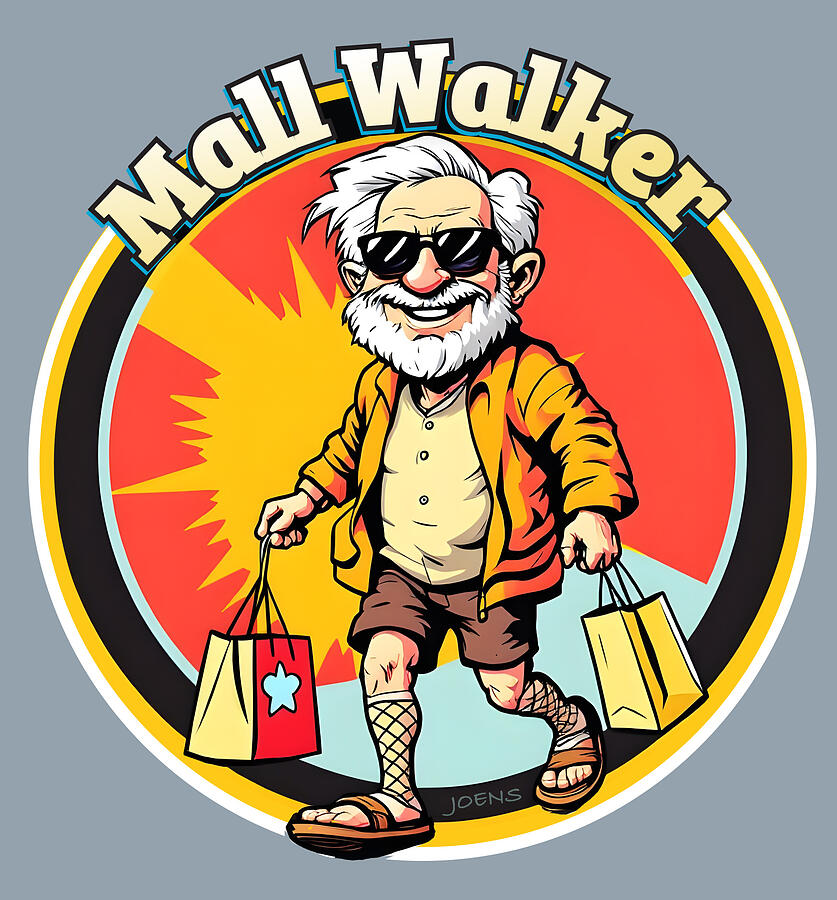 Cartoon Digital Art - Mall Walker 2 by Greg Joens Cartoon Digital Art - Mall Walker 2 by Greg Joens