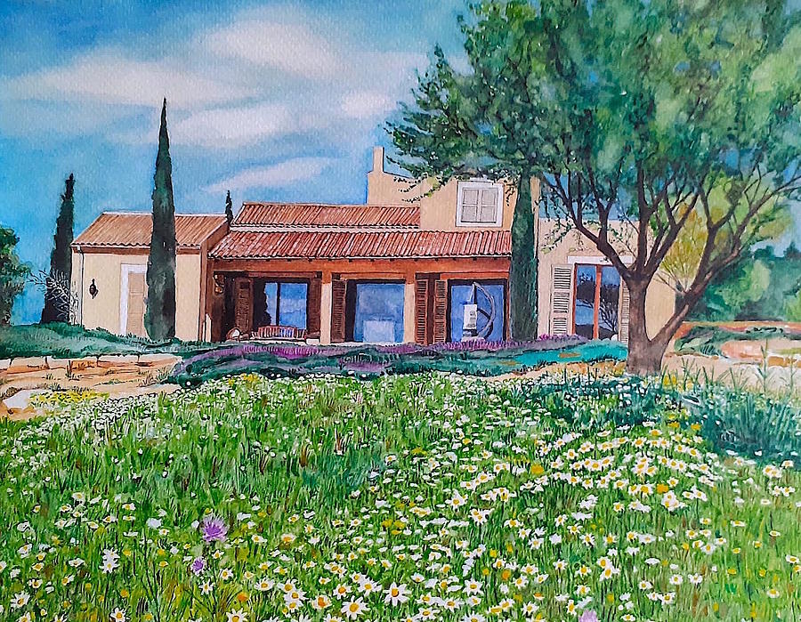 Mallorca. House and garden Drawing by Carolina Prieto Moreno