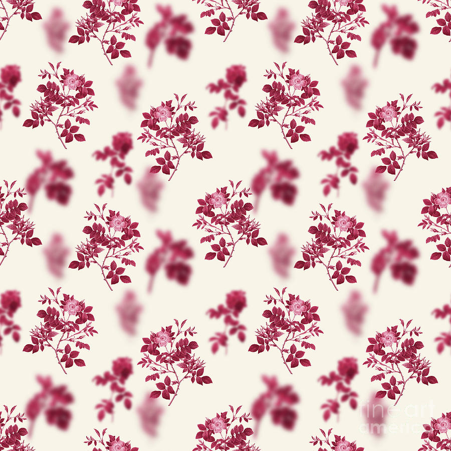 Malmedy Rose Botanical Seamless Pattern In Viva Magenta N.0833 Mixed Media