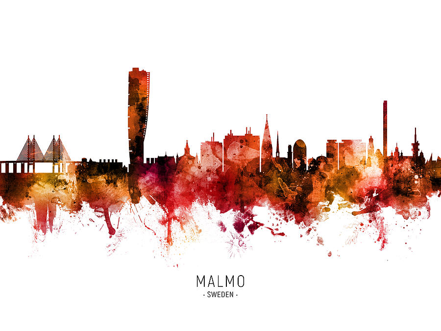 Malmo Sweden Skyline #30 Digital Art by Michael Tompsett