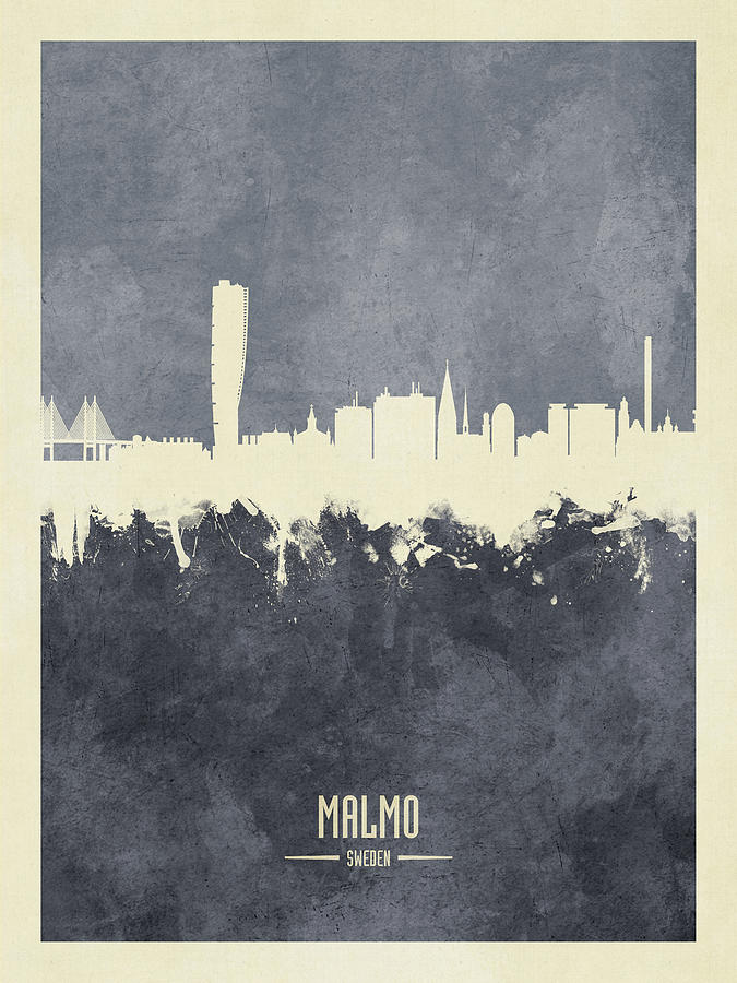 Malmo Sweden Skyline #52 Digital Art by Michael Tompsett
