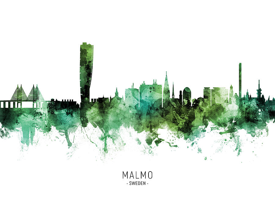 Malmo Sweden Skyline #67 Digital Art by Michael Tompsett