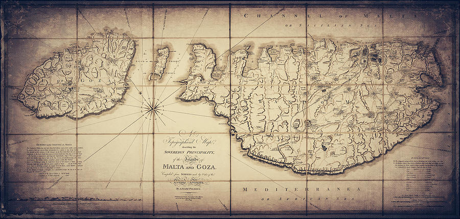 Vintage Photograph - Malta and Gozo Vintage Map 1799 Sepia by Carol Japp