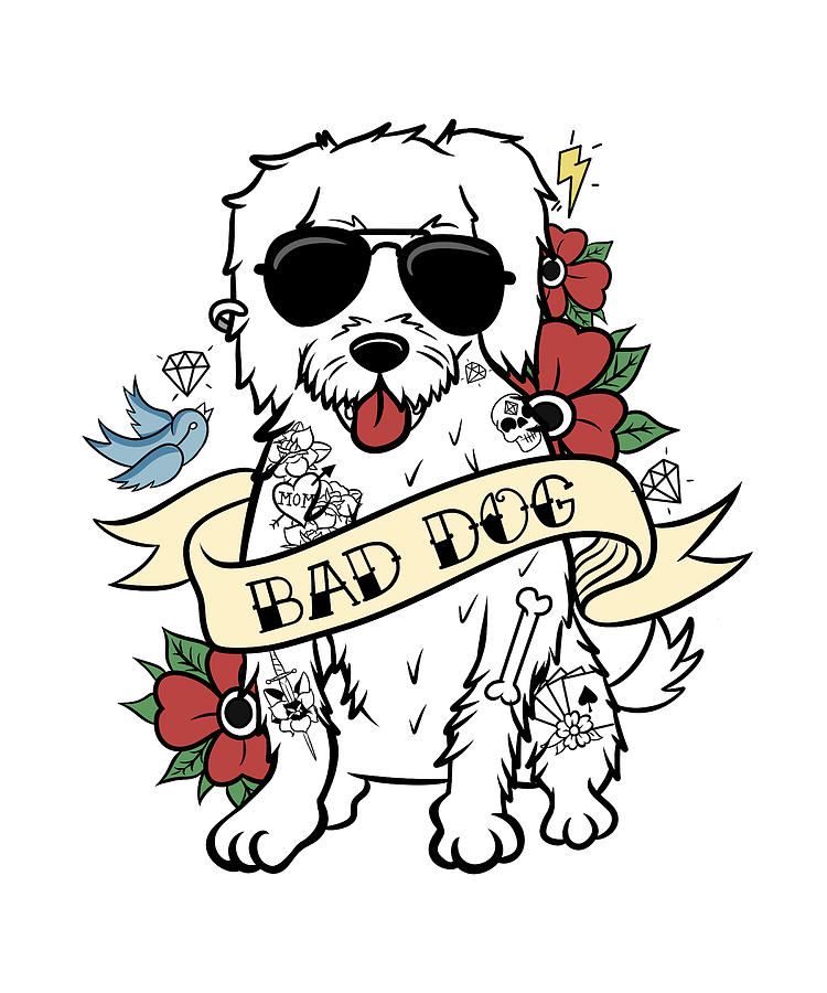 Maltese Bad Dog Tattoo Digital Art by Jeff Chen Pixels