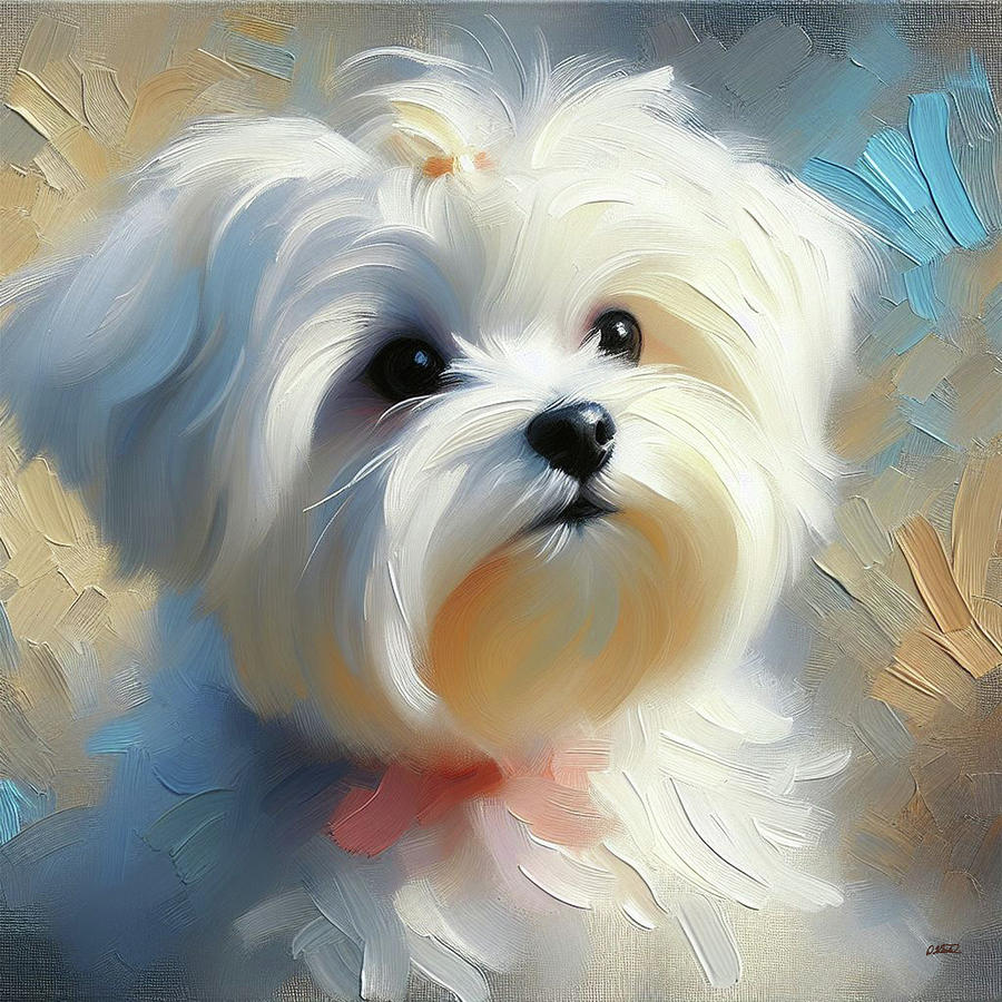 Maltese Dog - DWP1702104 Painting by Dean Wittle