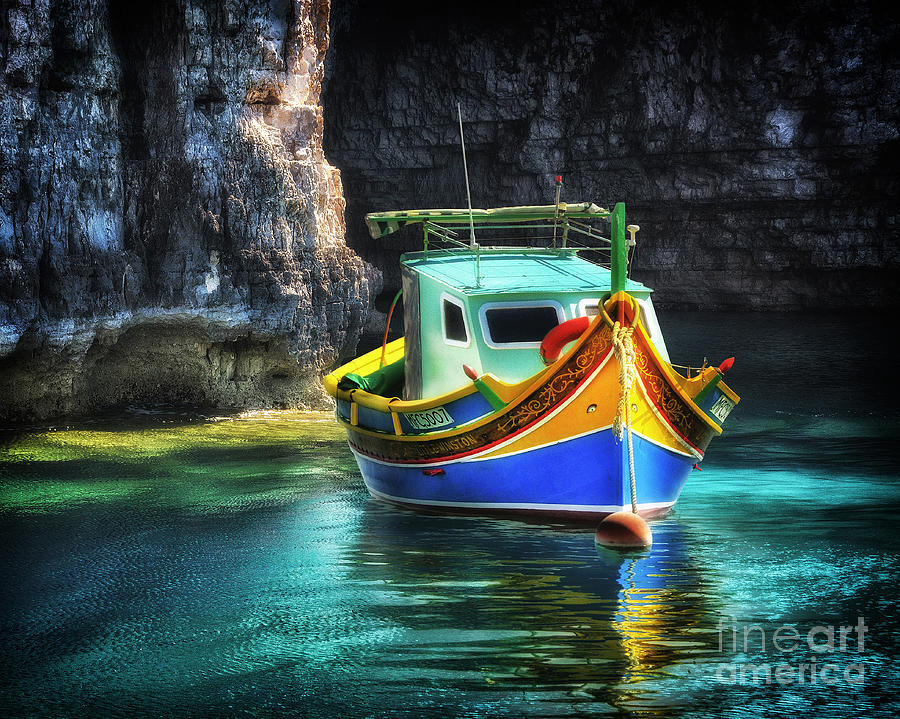 Maltese luzzu in sea - Landscape photo Photograph by Stephan Grixti