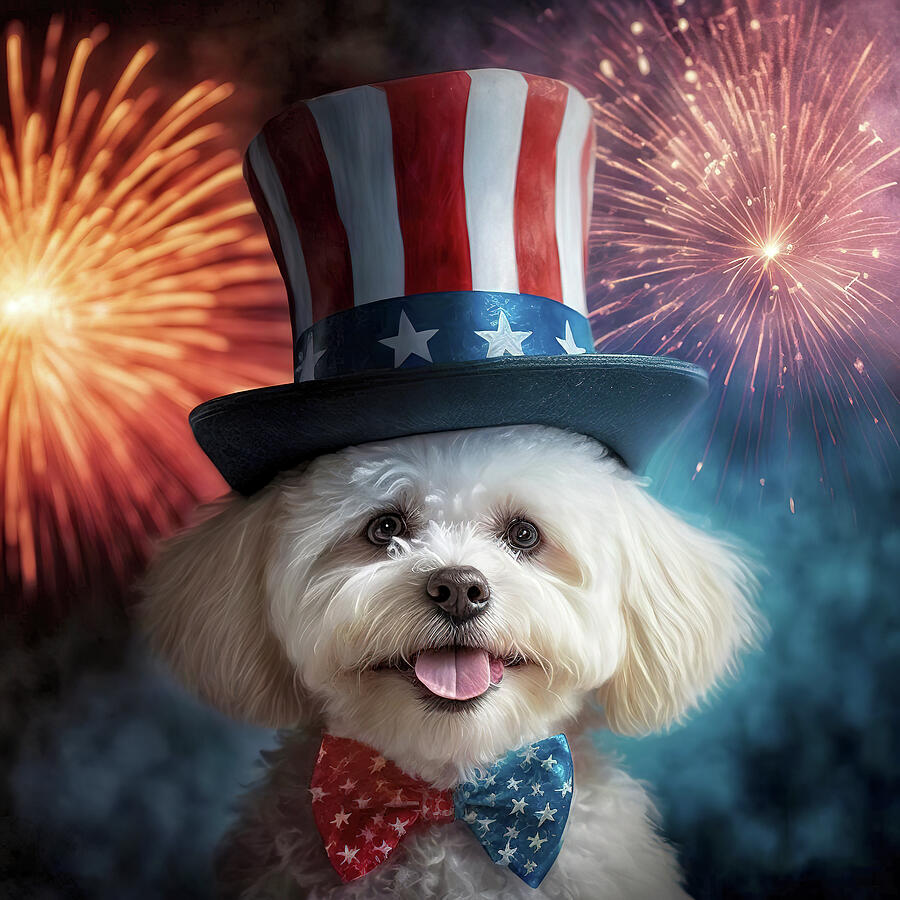 Maltipoo Puppy Celebrating 4th of July Digital Art by Jim Vallee