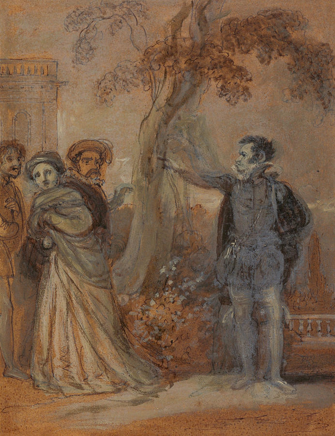 Malvolio abusing Maria, Fabian and Sir Toby Drawing by Robert Smirke
