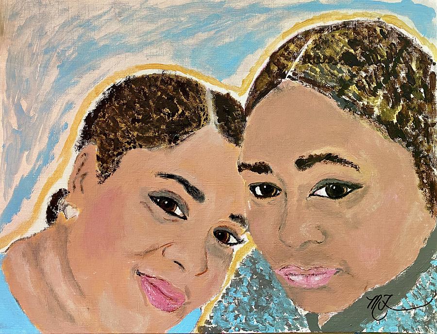African-american Mother And Daughter Beauties  Painting by Melody Fowler