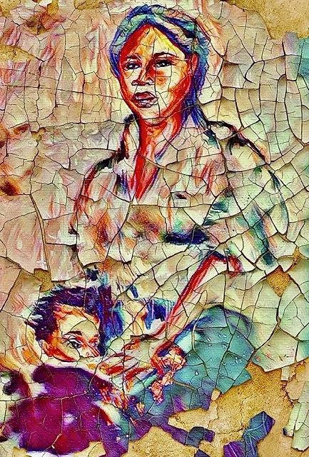 Mama And Me Mixed Media by Angie ONeal