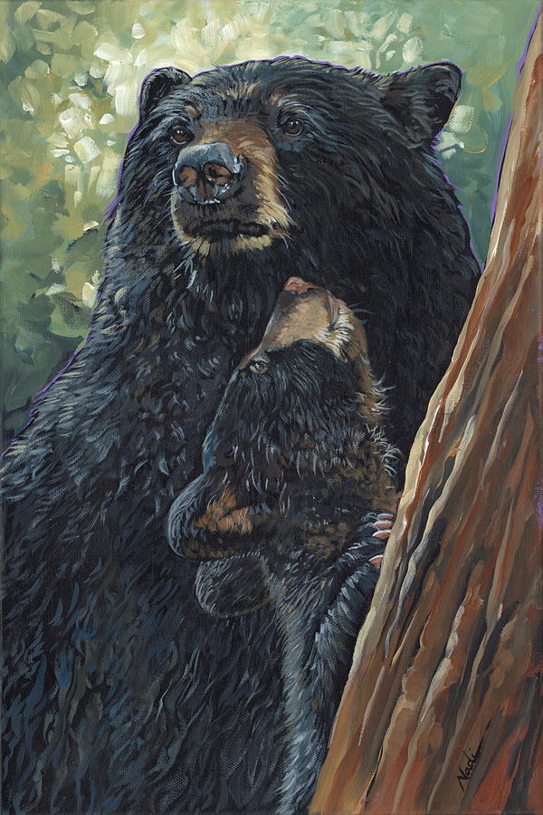 Mama Bear and Cub Painting by Nadi Spencer