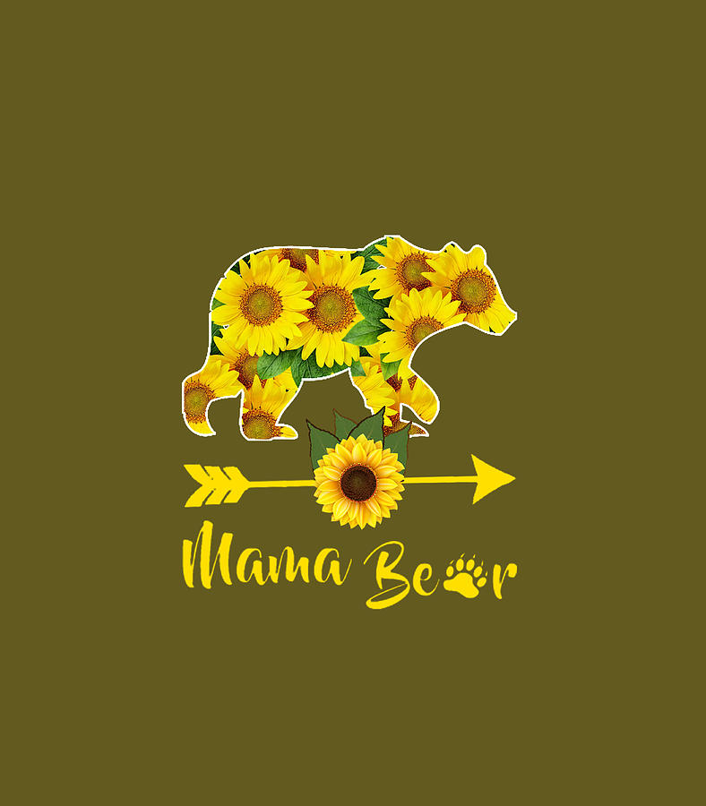 Mama Bear Sunflower Funny Mothers Day Mom And Aunt Digital Art By