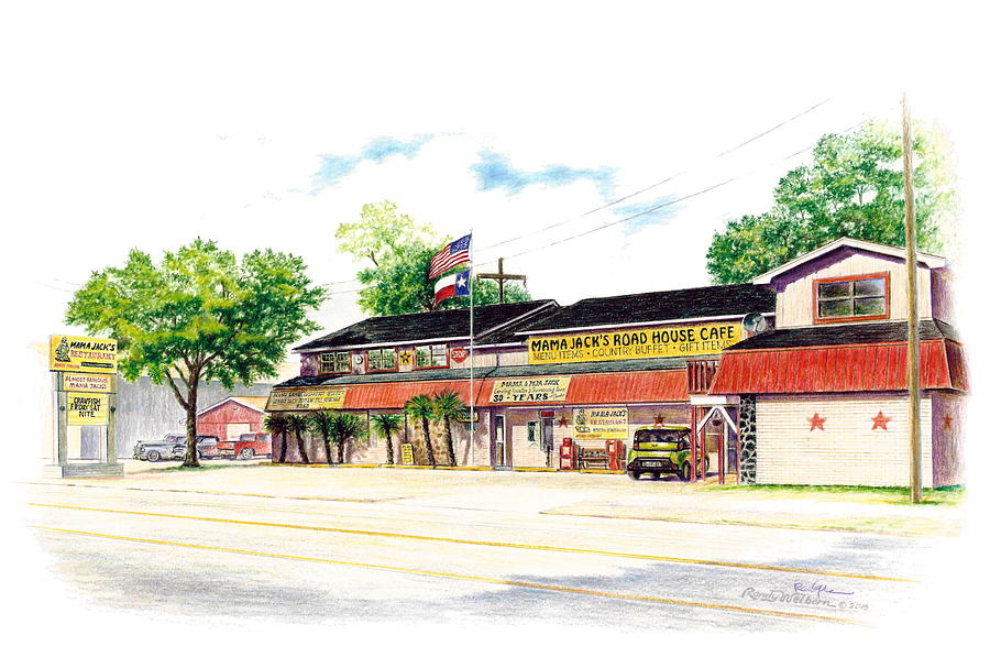 Mama Jacks Road House Cafe Drawing by Randy Welborn