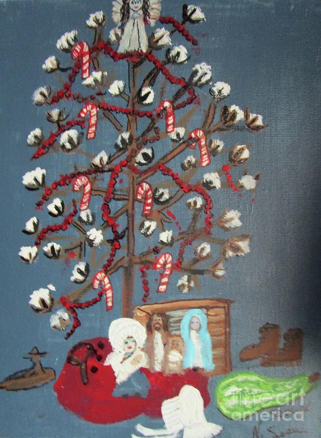 Mamas Cotton Christmas Tree Painting by Seaux-N-Seau Soileau