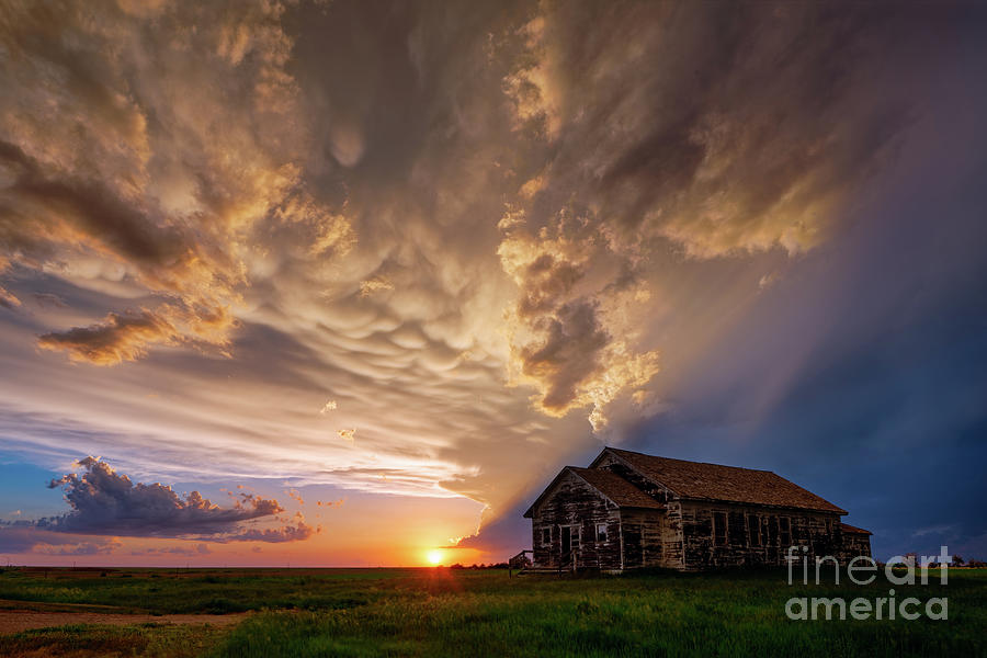 Mammatus Clouds at Sunset in Rural Nebraska Photograph by Tom Schwabel