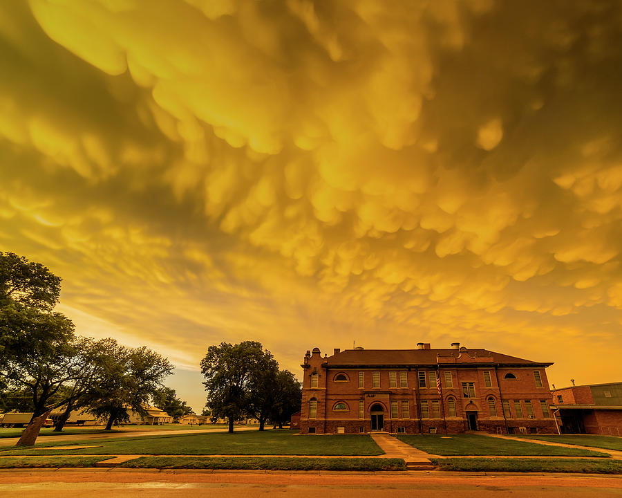 Mammatus Clouds over Chester School Building Photograph by Art Whitton