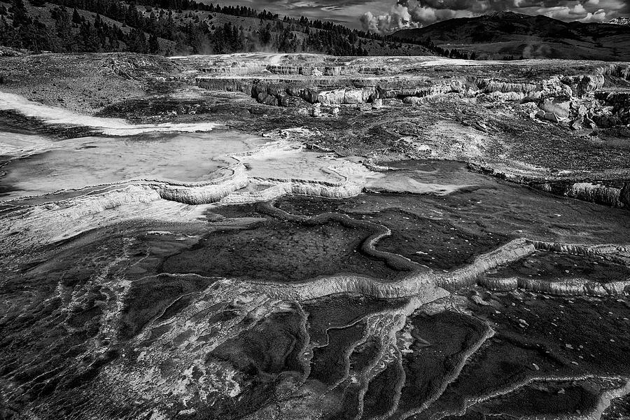 Mammoth Hot Springs Yellowstone NP_BnW_GRK7806_05282018-HDR Photograph by Greg Kluempers