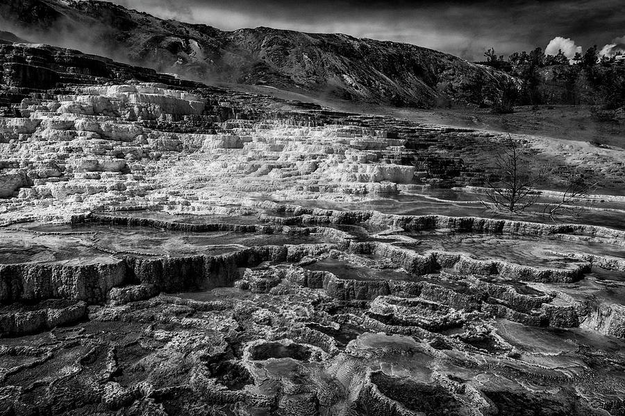 Mammoth Hot Springs Yellowstone NP_BnW_GRK7813_05282018-HDR Photograph by Greg Kluempers