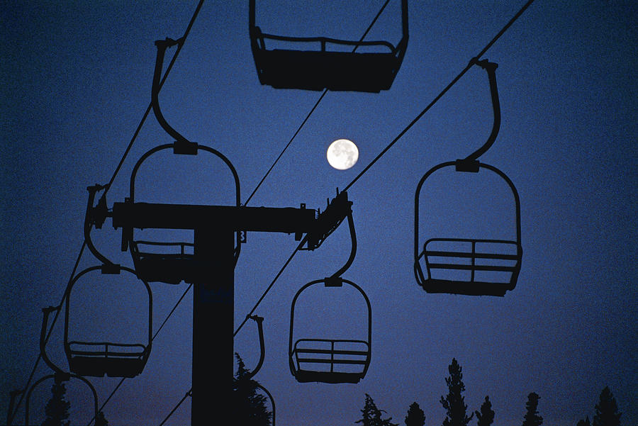 Moonlift - Old Chairlift #15 -  Mammoth Lakes Photograph by Bonnie Colgan