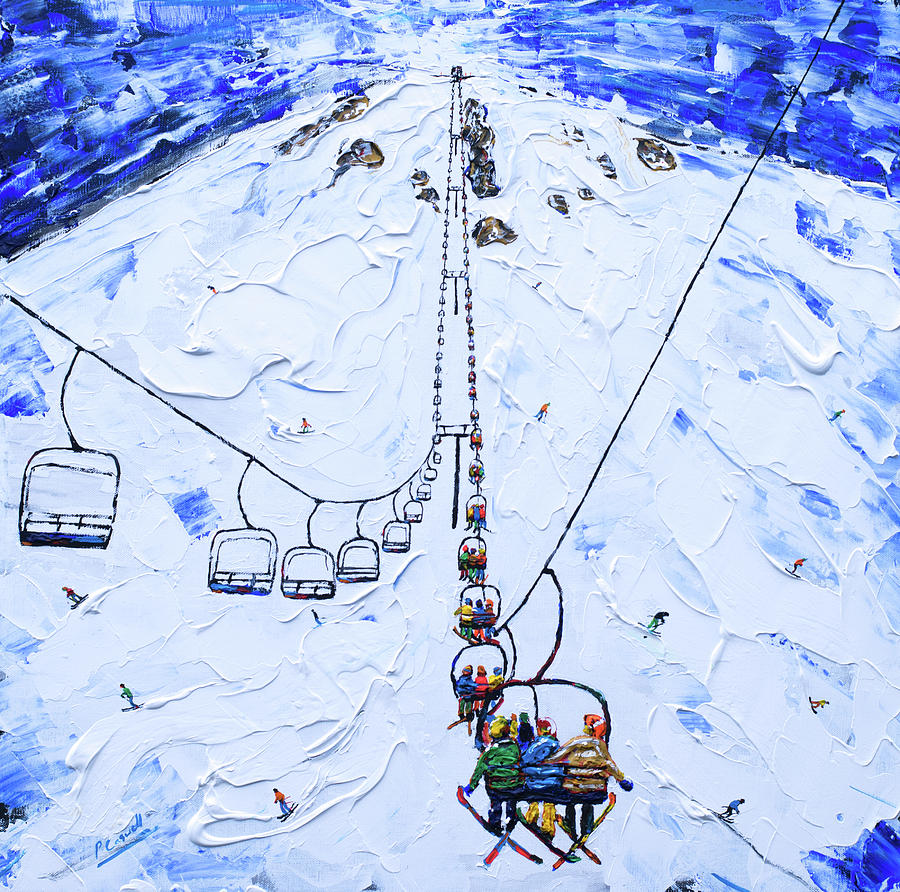 Mammoth Ski Lift Print Painting by Pete Caswell