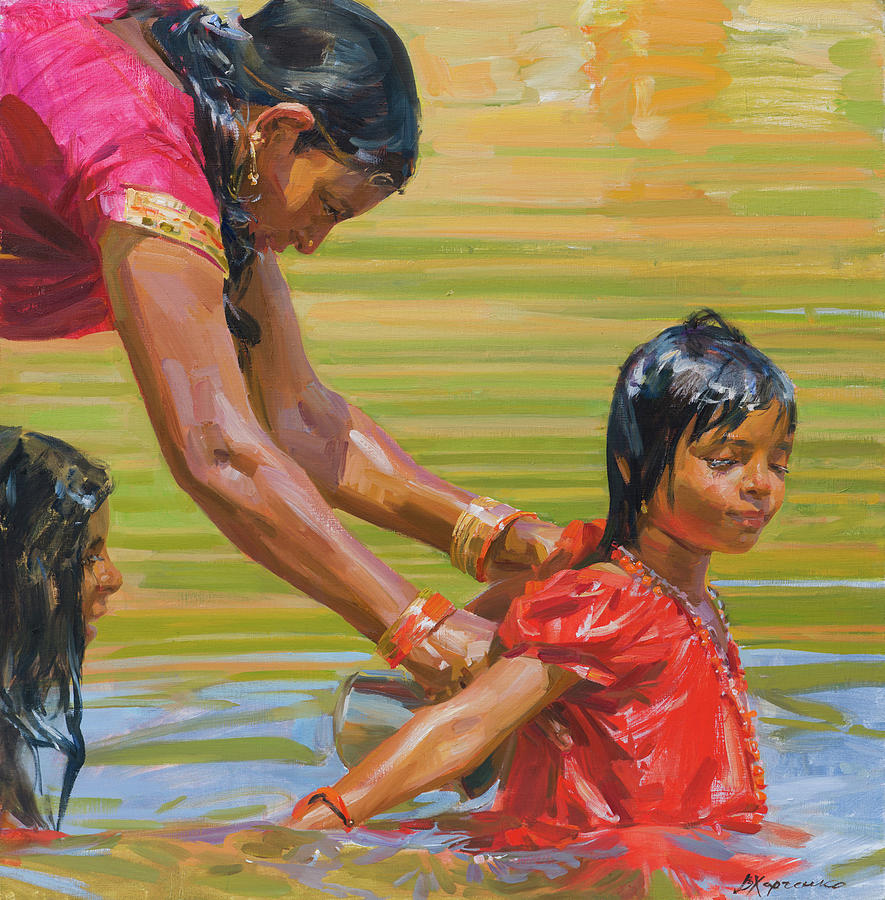 India Painting - Mams hands by Victoria Kharchenko
