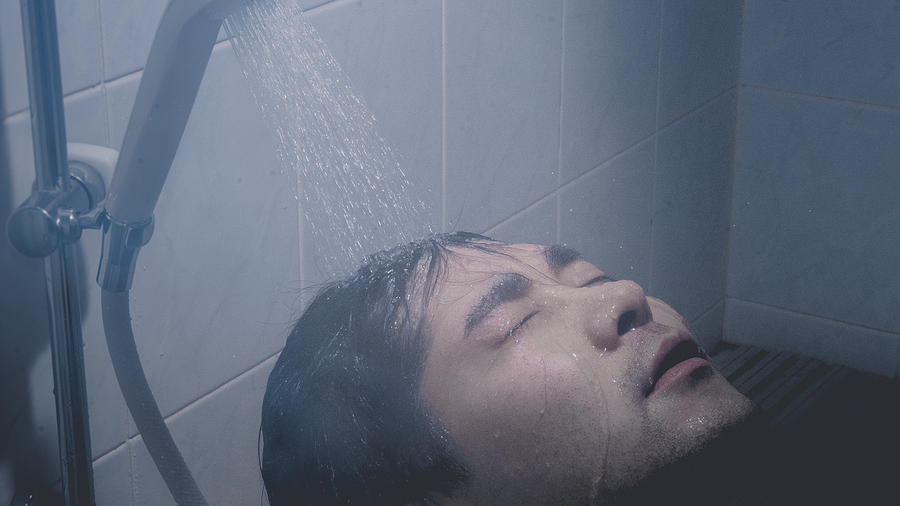 Man / hot water / shower / water droplets / bath Photograph by Plasticboystudio