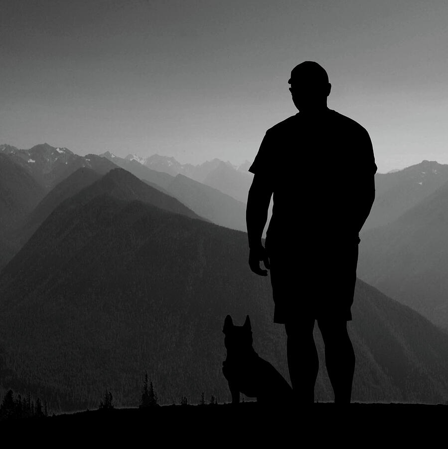 Man And Dog At Dusk Photograph