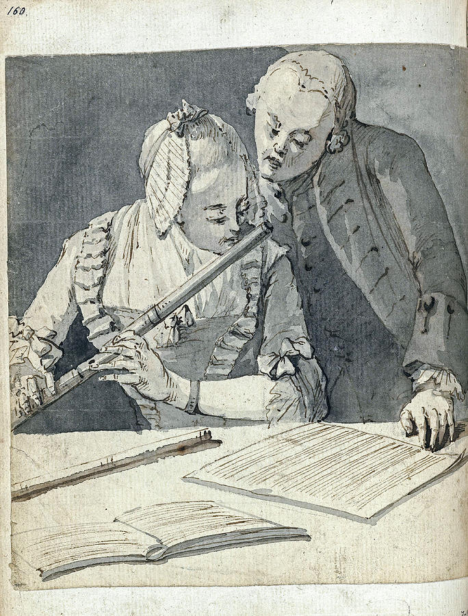 Man And Woman With Flute, Jan Brandes, 1770 - 1808 Painting