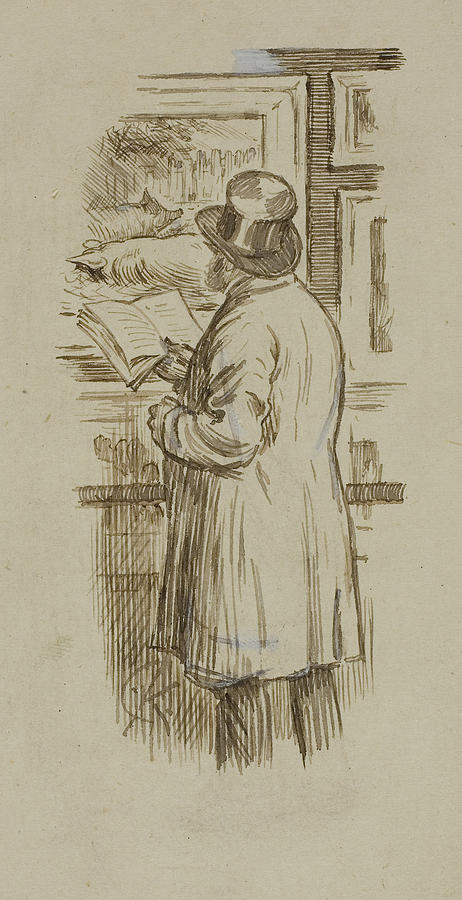 Man at Exhibition Drawing by Charles Samuel Keene