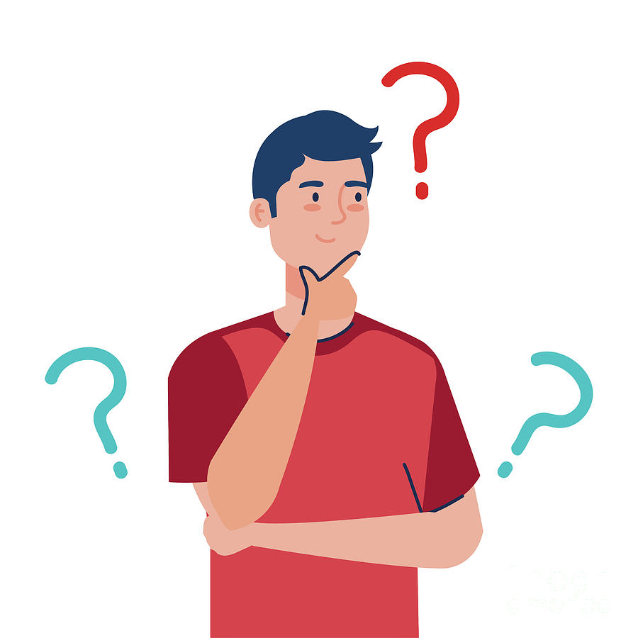 Man avatar thinking with question marks vector design Digital Art by ...