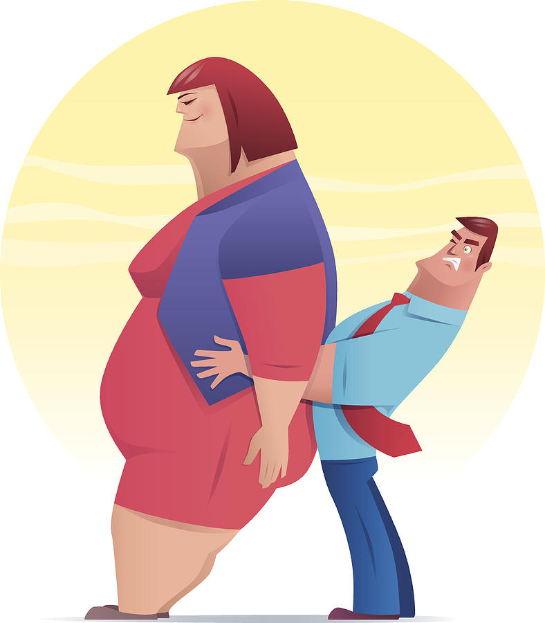 Man Carrying Fat Woman Drawing by Id-work